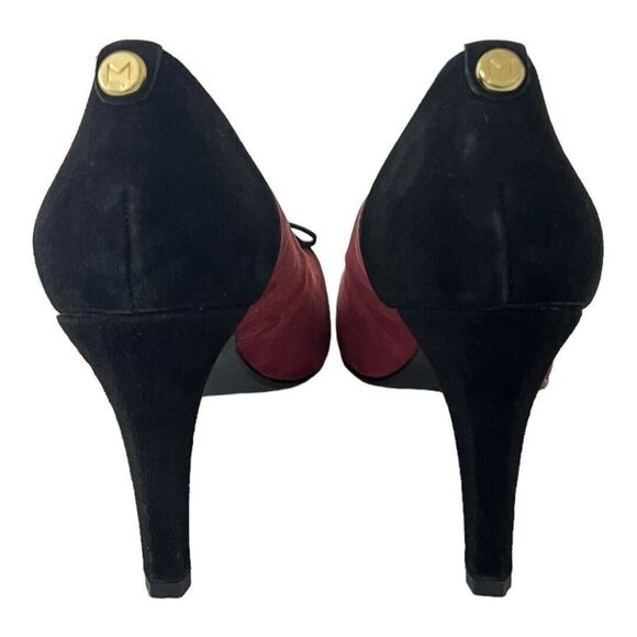 Monet Suede Leather Heels Pumps in Burgundy Black Womens Size 10 Round Toe - Picture 5 of 7